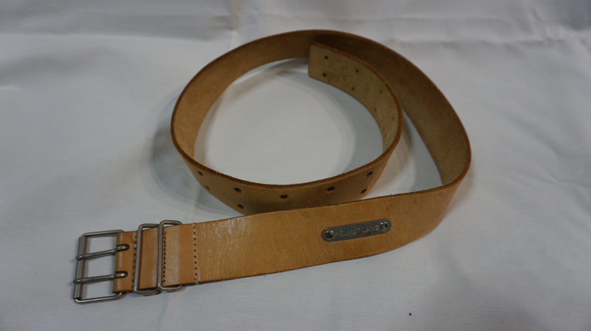HELMUT LANG DOUBLE PIN LEATHER BELT(DESIGNED BY HL HIMSELF)