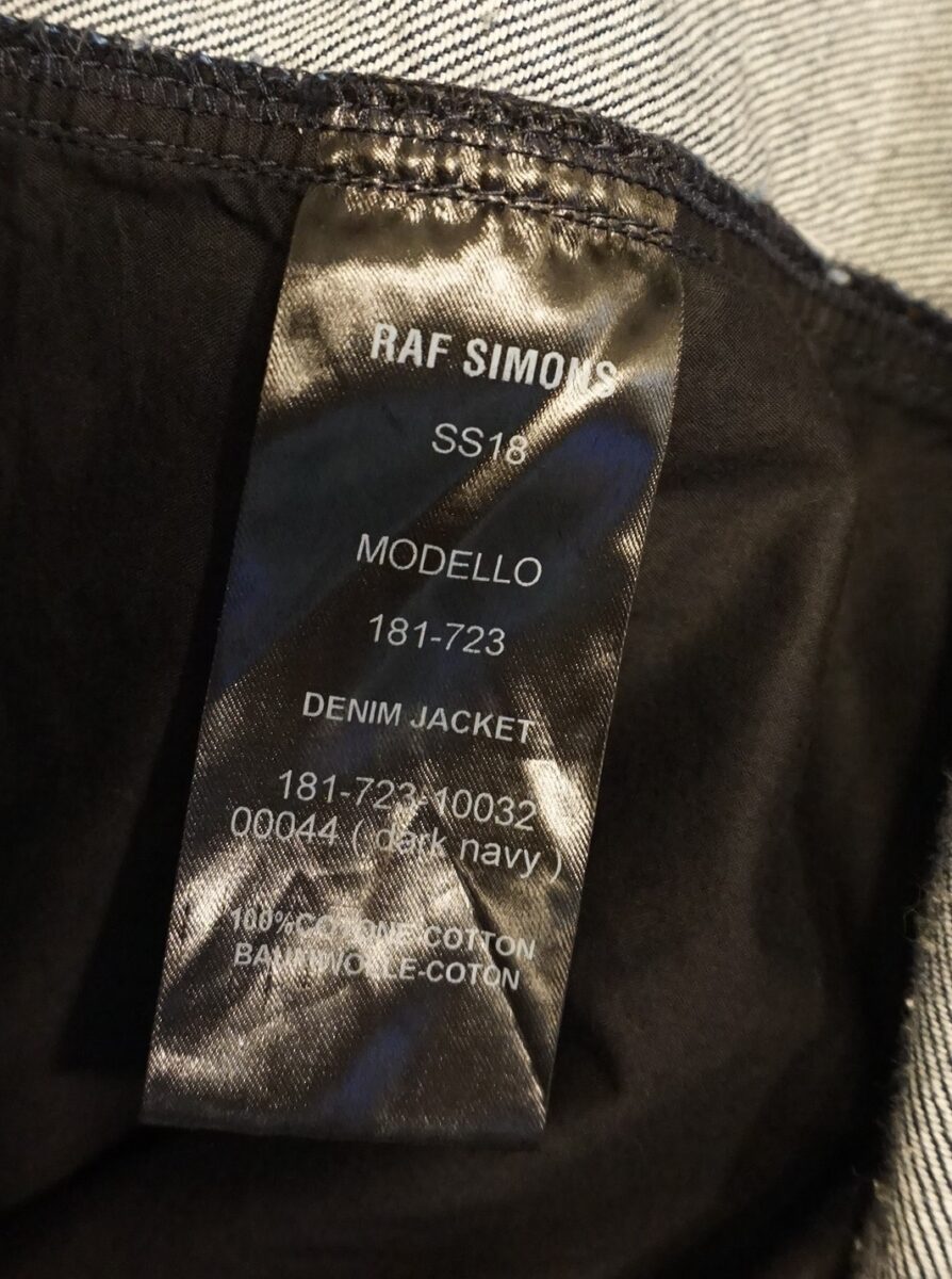 RAF SIMONS 2018SS New Order "Technique" oversized denim jacket | ラフシモンズ 2018s/s ニューオーダー 「テクニック」「テクニーク」 オーバーサイズデニムジャケット DENIM JACKET 181-723-10032 00044 (dark navy)