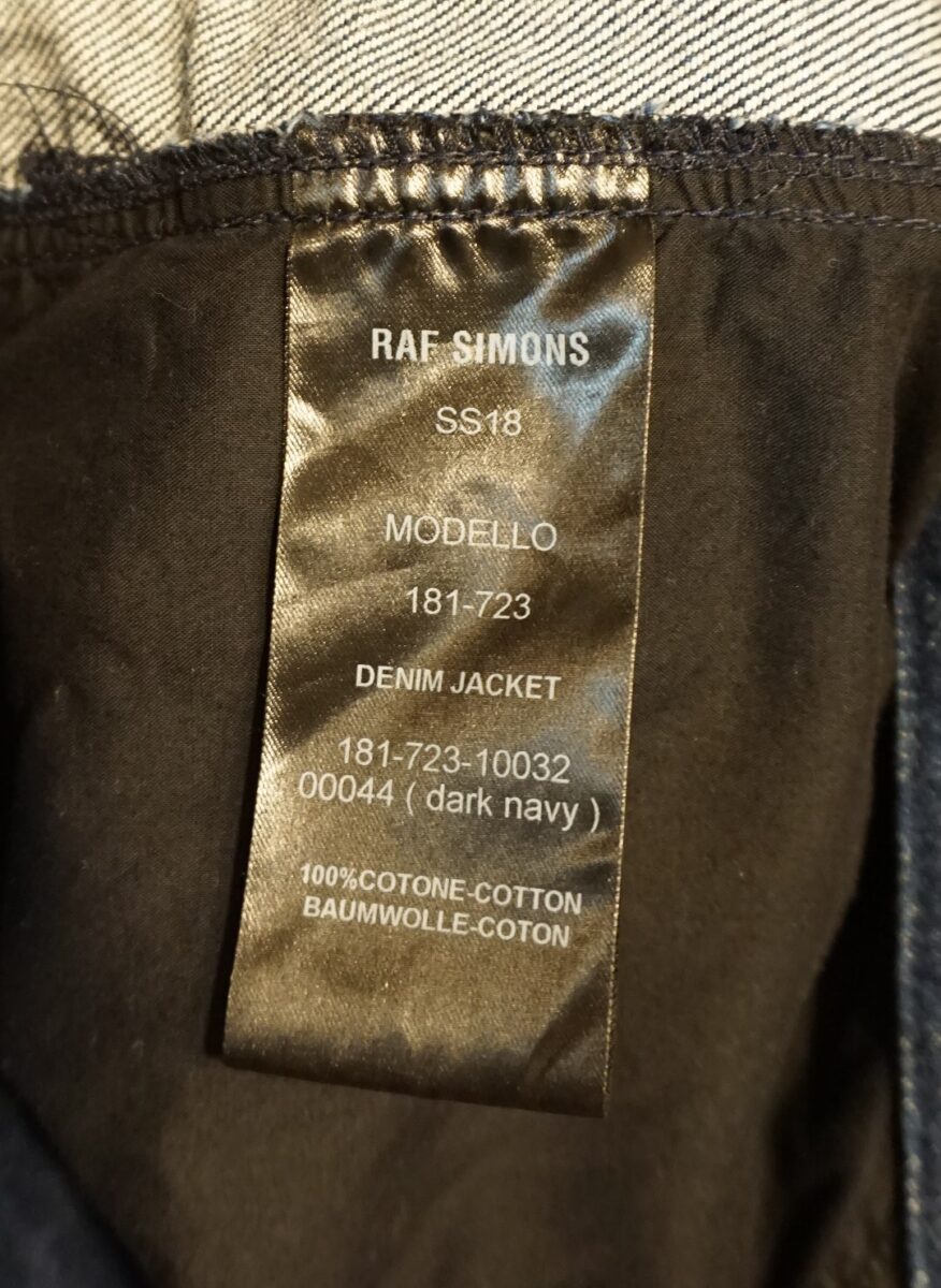 RAF SIMONS 2018SS New Order "Technique" oversized denim jacket | ラフシモンズ 2018s/s ニューオーダー 「テクニック」「テクニーク」 オーバーサイズデニムジャケット DENIM JACKET 181-723-10032 00044 (dark navy)